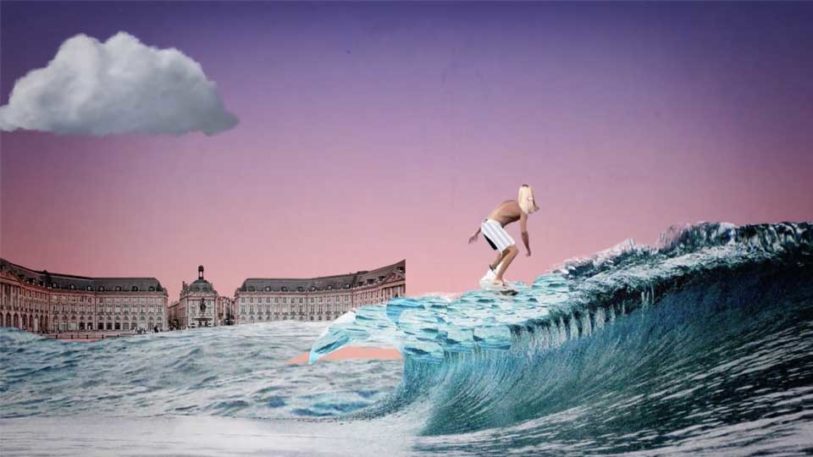 surf surfeur vague mer océan ville bordeaux coucher de soleil